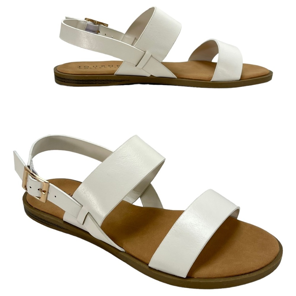 Journee Collection Lavine White Faux Leather Womens Slingback Sandals Size 7W - Picture 11 of 14
